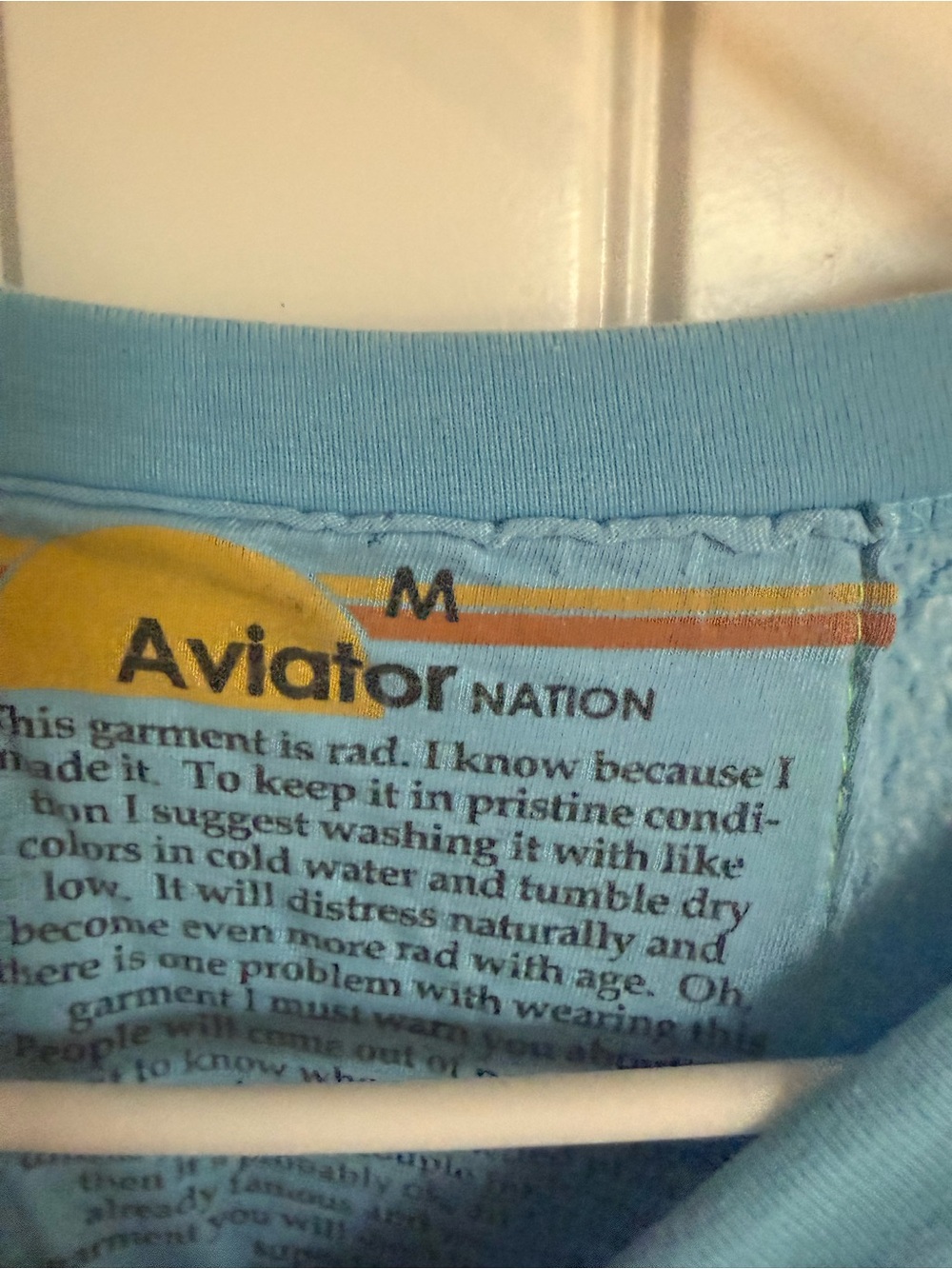 Aviator Nation Blue Sweatshirt with Pink Ombre Lightning Bolt- Med - Picture 2 of 3